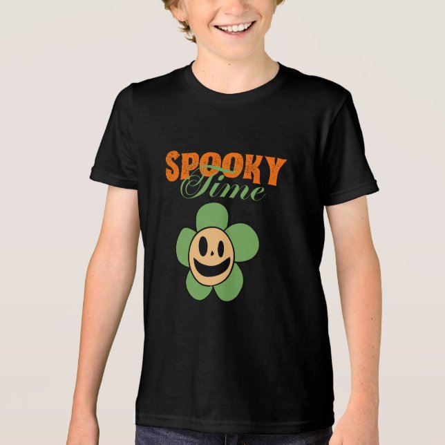 Funny Spooky Ghost-Blume ,Spooky Limon Tri-Blend Shirt (Vorderseite)