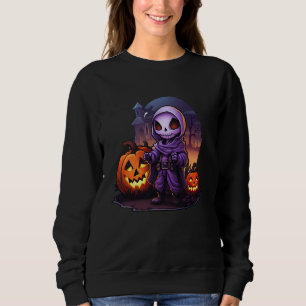 Funny Spooky Grim Sensenmann Cartoon Niedlich Cree Sweatshirt