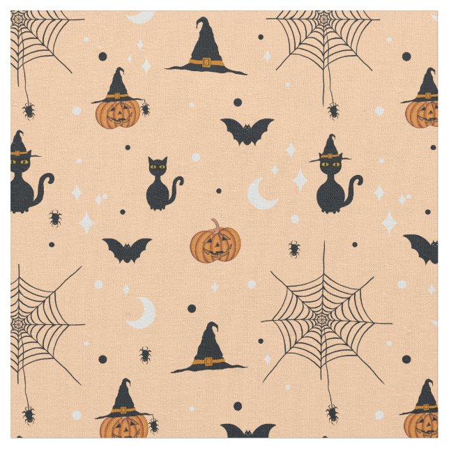Funny Spooky Halloween Orange Design Stoff (Nahaufnahme)