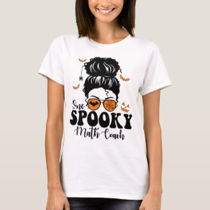 Funny Spooky Math Trainer Messy Bun Halloween T-Shirt