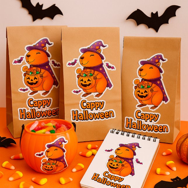 Funny Spooky Niedlich Capybara Hexe WIzard Aufkleber (Von Creator hochgeladen)