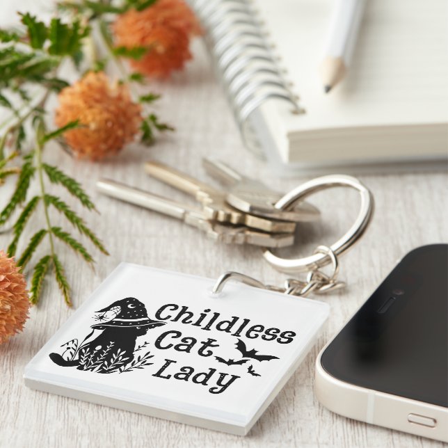 Funny Spooky Niedlich Halloween Kinderlose Katze L Schlüsselanhänger (Vorderseite rechts)