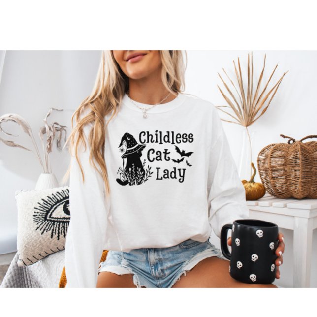 Funny Spooky Niedlich Halloween Kinderlose Katze L Sweatshirt (Von Creator hochgeladen)