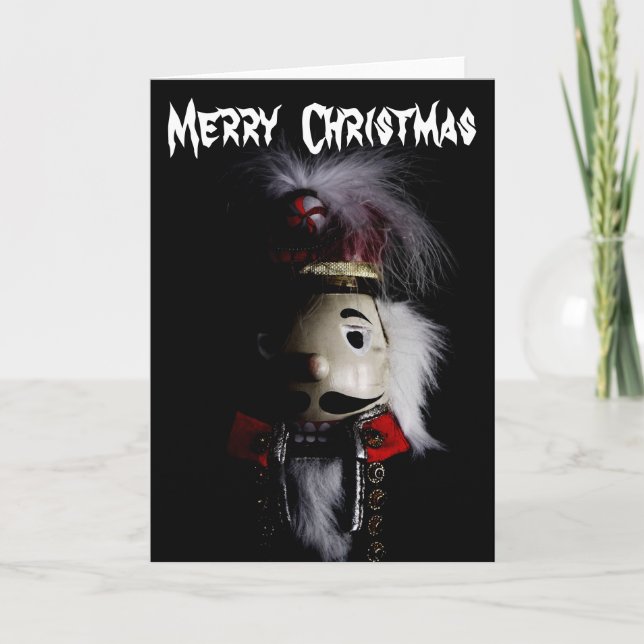 Funny Spooky Nutcracker Portrait Feiertagskarte (Vorderseite)