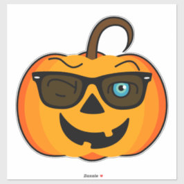 Funny Spooky Pumpkin Iconic Wink S Aufkleber