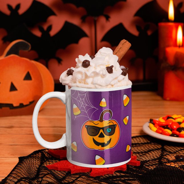 Funny Spooky Pumpkin iconic Wink S Nur Leckereien! Kaffeetasse (Von Creator hochgeladen)