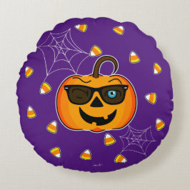 Funny Spooky Pumpkin iconic Wink S Nur Leckereien! Rundes Kissen