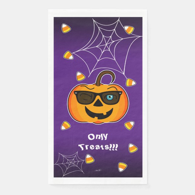 Funny Spooky Pumpkin iconic Wink S Nur Leckereien! Serviette (Vorderseite)