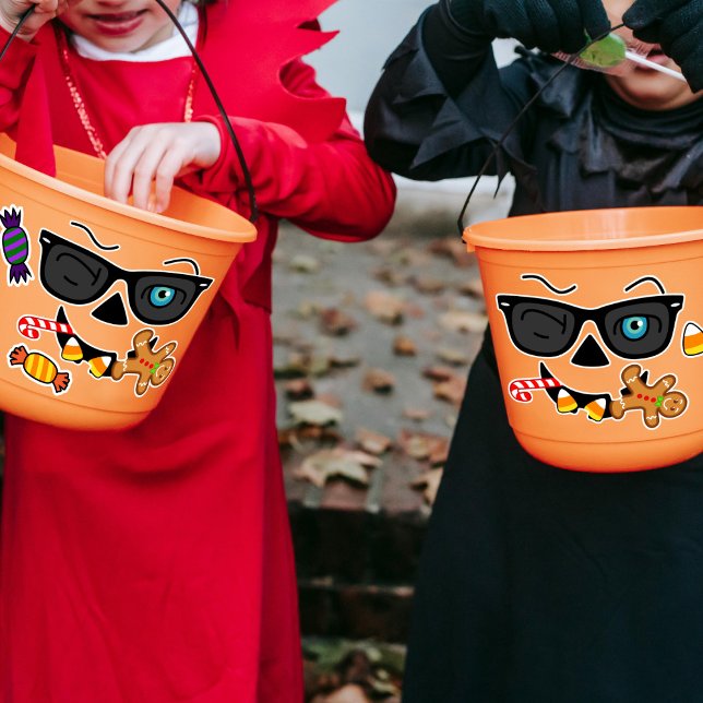 Funny Spooky Pumpkin iconic WinkS mit Leckereien Aufkleber (Make super special your Halloween!)