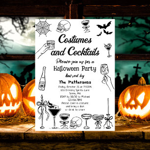 Funny Spooky Scribbles Halloween Cocktail Party Einladung
