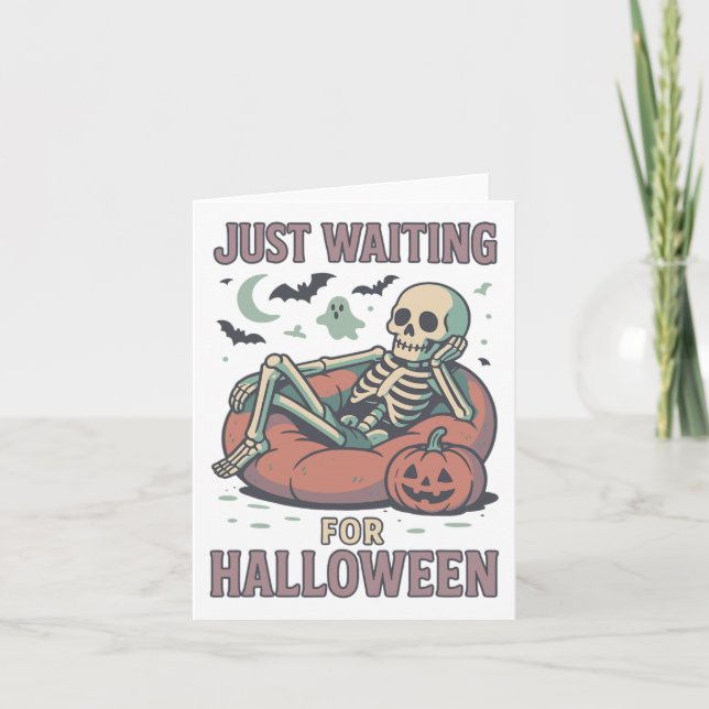 Funny Spooky Skeleton Summerween Wart für Hallo Karte (Vorderseite)