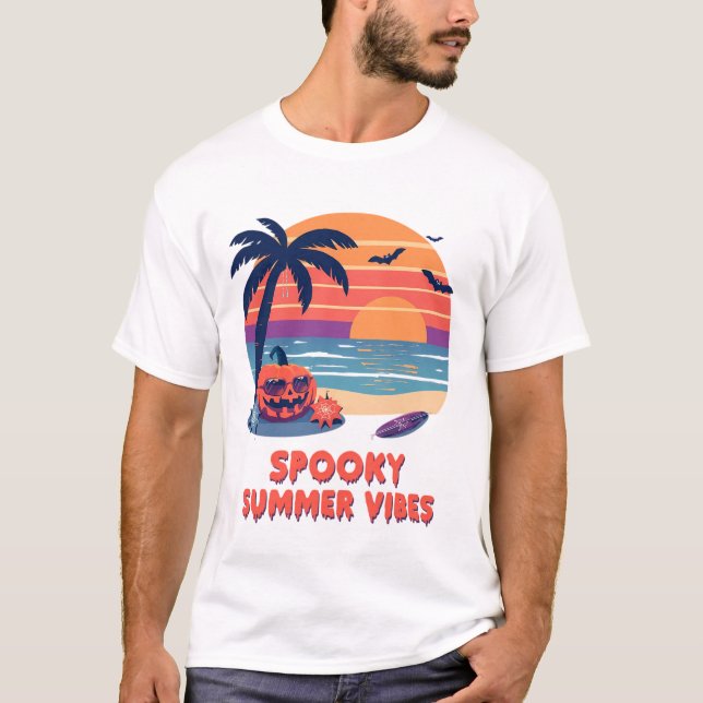 Funny Spooky Summer Vibes glücklich Halloween T-Shirt (Vorderseite)