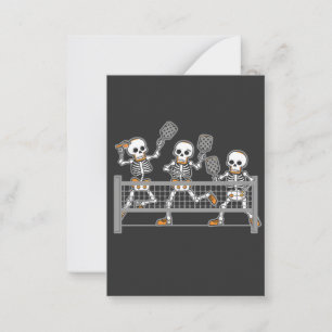 Funny Spooky Three Skeleton Playin Pickleball Gesc Mitteilungskarte