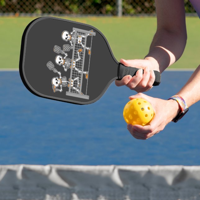 Funny Spooky Three Skeleton Playin Pickleball Gesc Schläger (InSitu)