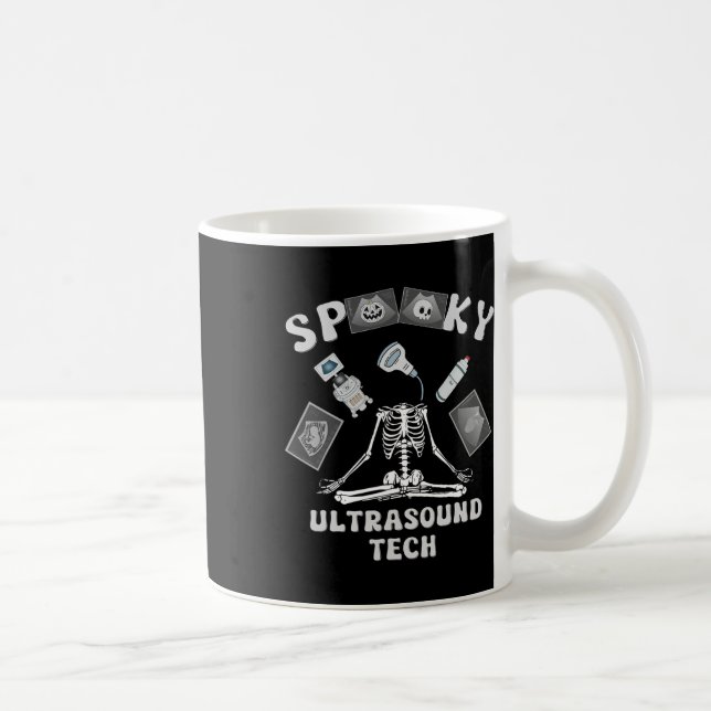 Funny Spooky Ultrasound Tech Skeleton Halloween Co Kaffeetasse (Rechts)