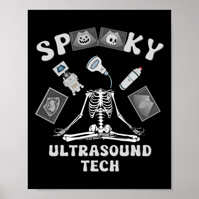 Funny Spooky Ultrasound Tech Skeleton Halloween Co Poster (Vorne)