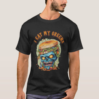 Funny Spooky Zombie Ich esse meine Grüntöne Pflanz T-Shirt