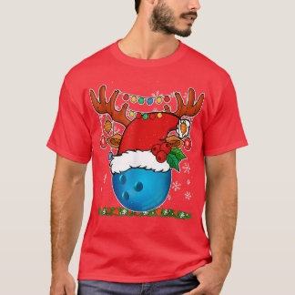 Funny Sport Xmas Bowling Weihnachtsmannmütze Reind T-Shirt