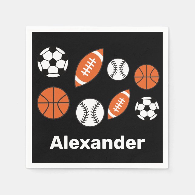 Funny Sports Balls Serviette (Vorderseite)