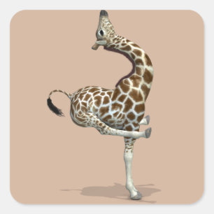 Funny Sporty Giraffe Quadratischer Aufkleber