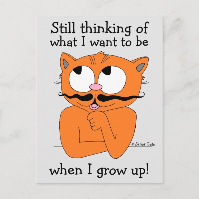 Funny Sprichwort Cartoon Mustache Cat Postkarte (Vorderseite)
