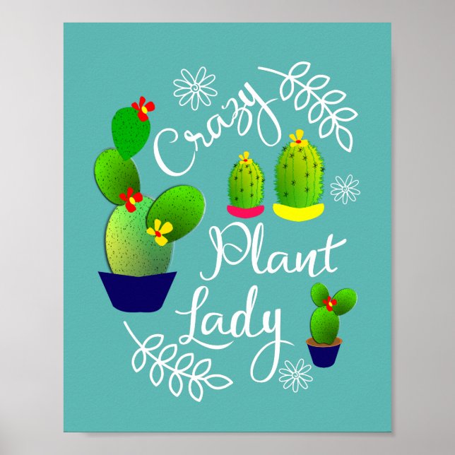 Funny Sprichwort Crazy Pflanze Lady Niedlich Poster (Vorne)