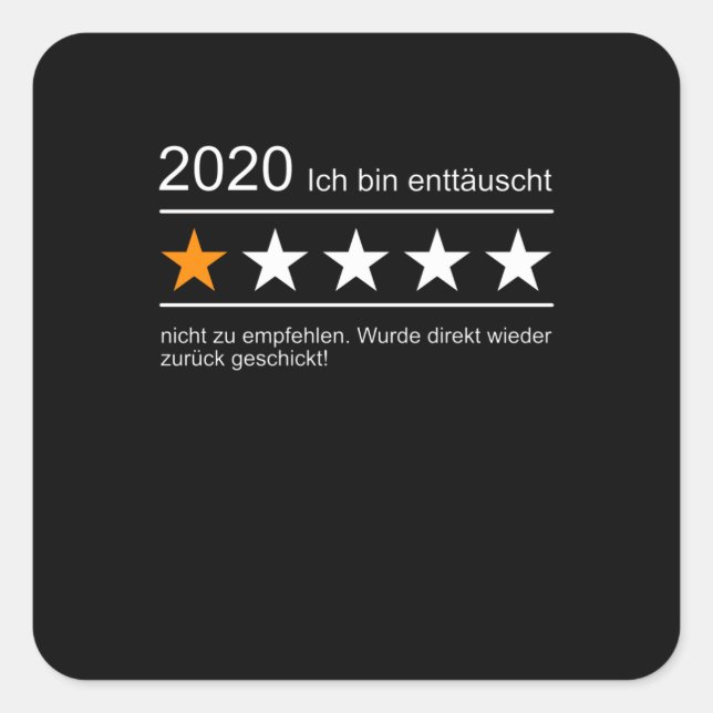 Funny Sprichwort Gift 2020 Quadratischer Aufkleber (Vorderseite)