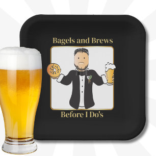 Funny Sprichwort Groom Cartoon Bagel Wedding Brunc Pappteller