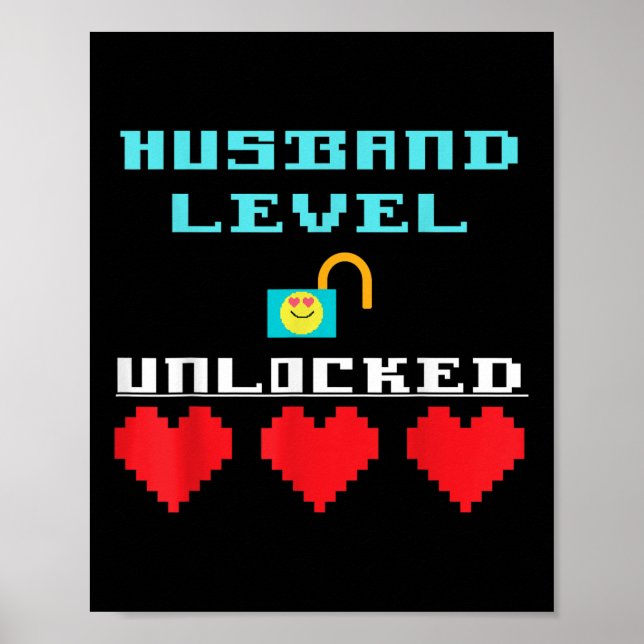 Funny Sprichwort Husband Level Unlocks Groom Poster (Vorne)