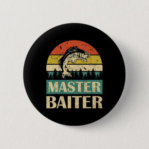Funny Sprichwort Master Baiter Fischerei Fischer M Button