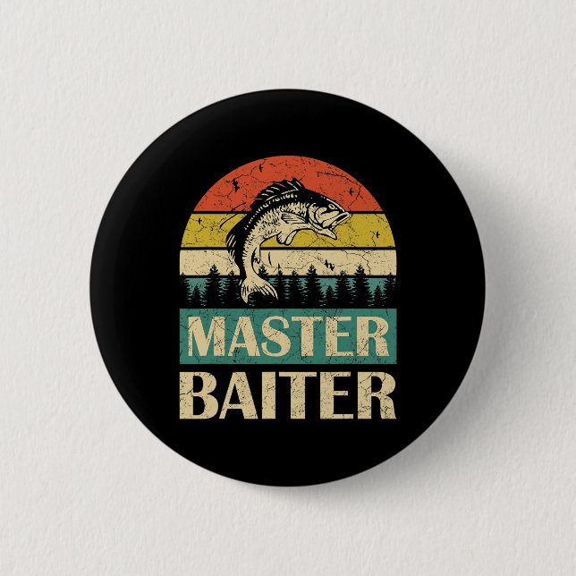 Funny Sprichwort Master Baiter Fischerei Fischer M Button (Vorderseite)