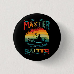 Funny Sprichwort Master Baiter Vintag Sunset Fisch Button