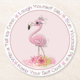 Funny Sprichwort Pink Flamingo Aquarellbilder Runder Pappuntersetzer