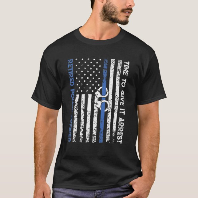 Funny Sprichwort Retirement Police Officer Thin Bl T-Shirt (Vorderseite)