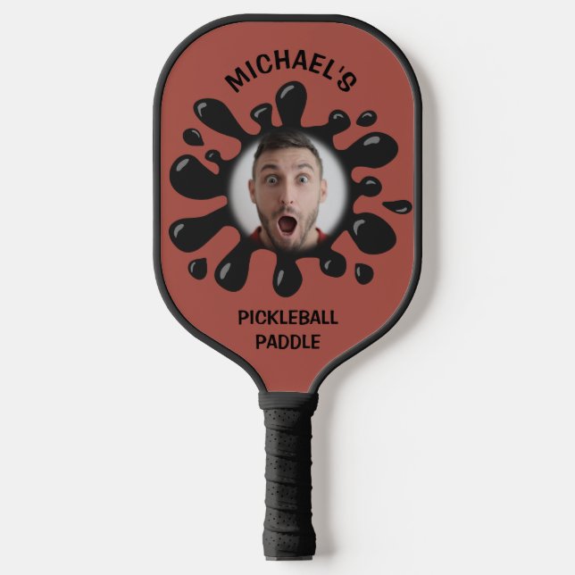 Funny Spritzer Squish Black Goo Individuelle Name  Pickleball Schläger (Vorderseite)