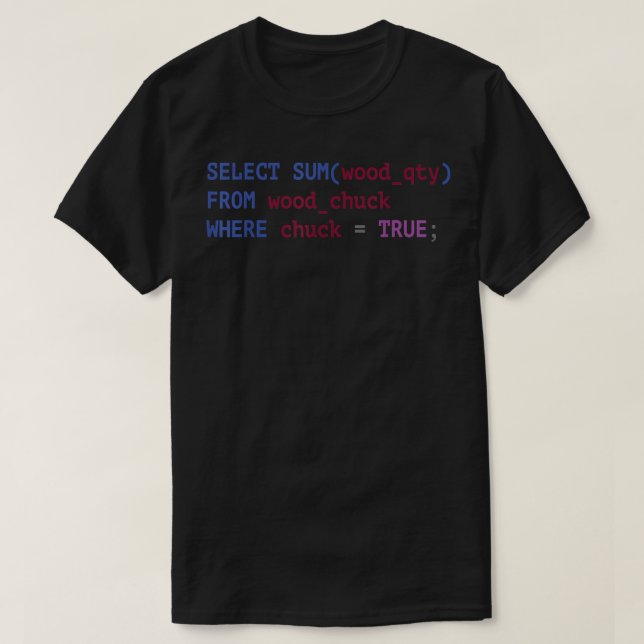 Funny SQL Tshirts Coder Programmer Tshirt Programm (Design vorne)