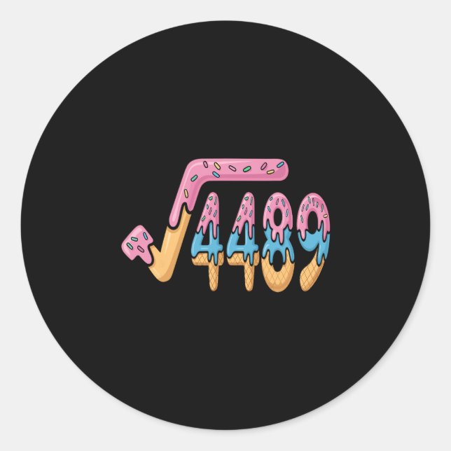 Funny Square Root 4489 Funny 67 Math Ice Cream Mem Runder Aufkleber (Vorderseite)