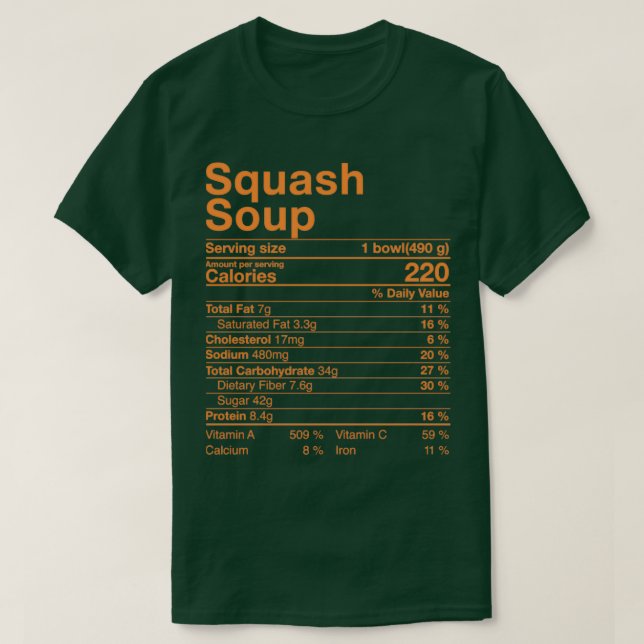 Funny Squash Soup Nutrition Fact Costume Thanksg T-Shirt (Design vorne)