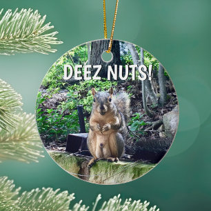 Funny Squirrel Deez Nuts Unangemessenes Spaß Foto Keramik Ornament