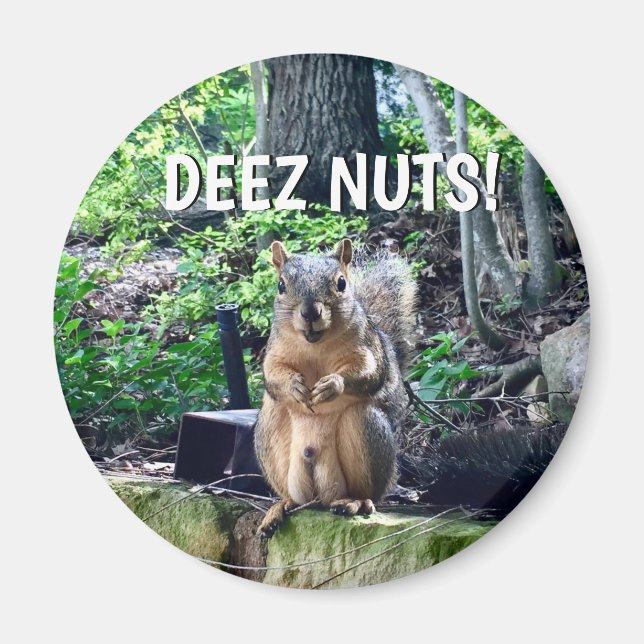 Funny Squirrel Deez Nuts Unangemessenes Spaß Foto Magnet (Vorne)