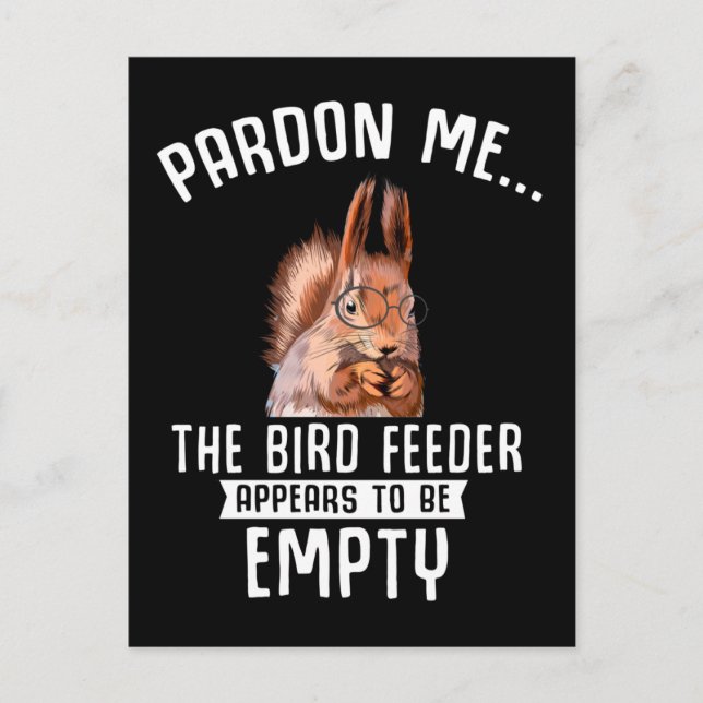 Funny Squirrel Empty Bird Feeder Eichhörnchen Postkarte (Vorderseite)