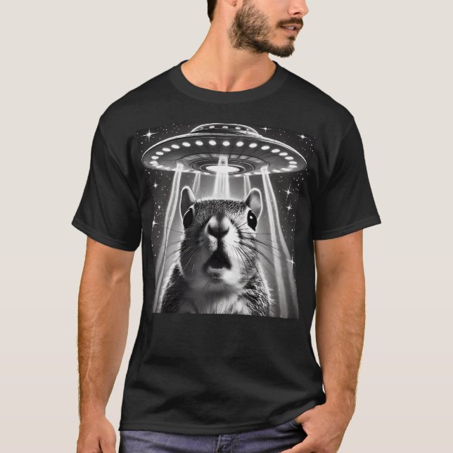 Funny Squirrel Selfie mit Ufos Meme Alien Graphic T-Shirt (Vorderseite)