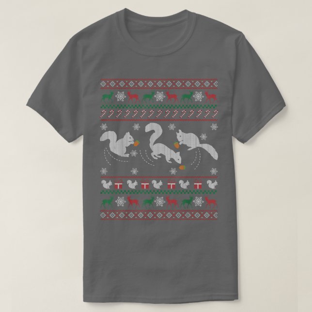 Funny Squirrels Ugly Christmas Sweater Geschenk T-Shirt (Design vorne)