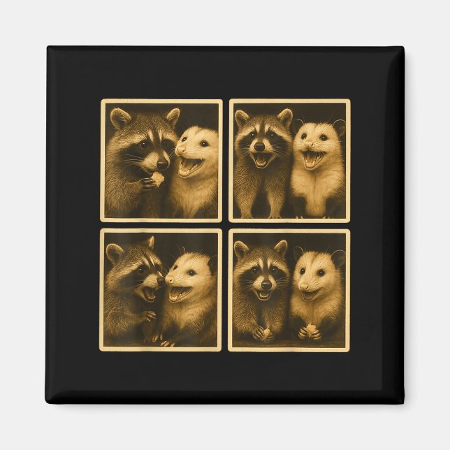Funny Ssum And Raccoon Photobooth Selfie Trash Fer Magnet (Vorne)