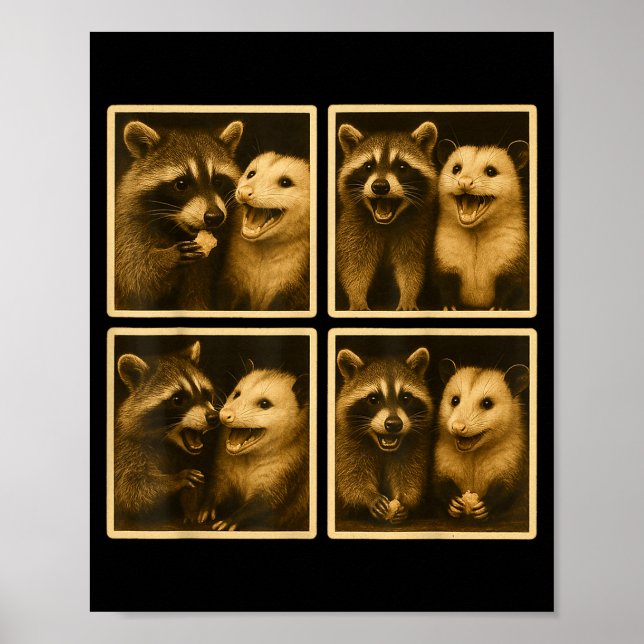 Funny Ssum And Raccoon Photobooth Selfie Trash Fer Poster (Vorne)