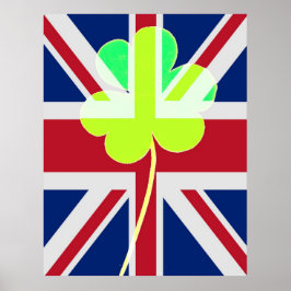 Funny St. Patrick Flag Britisches irisches Kleebla Poster