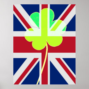 Funny St. Patrick Flag Britisches irisches Kleebla Poster
