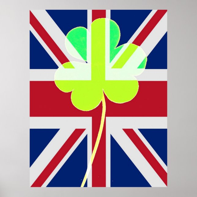 Funny St. Patrick Flag Britisches irisches Kleebla Poster (Vorne)