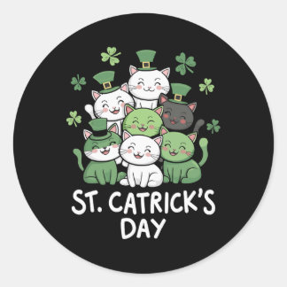 Funny St Patricks Catricks Day Cats St Patricks Da Runder Aufkleber