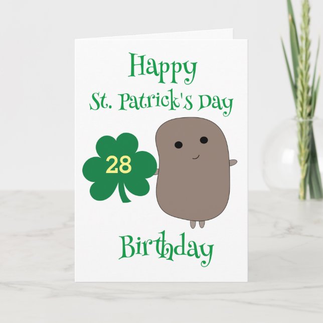 Funny St. Patrick's Day 28. Geburtstag Karte (Vorderseite)